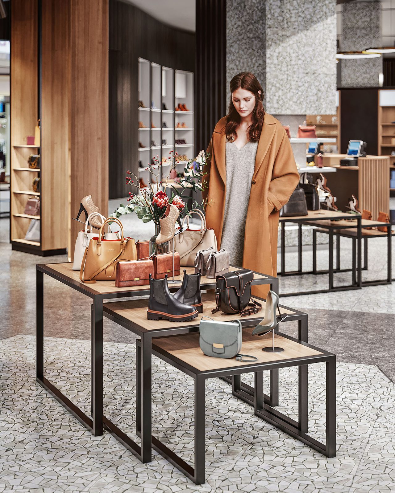 Perfume store in Sofia, a shopper at a display table
